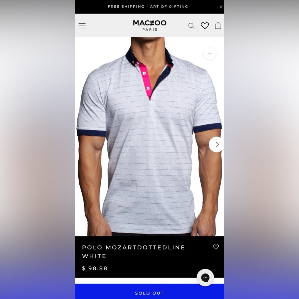 Men’s Maceoo Gray Striped Polo Shirt Contrast Collar size XL
